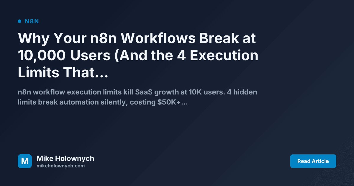 Why Your n8n Workflows Break at 10,000 Users (And the 4 Execution Limits That Kill SaaS Growth)